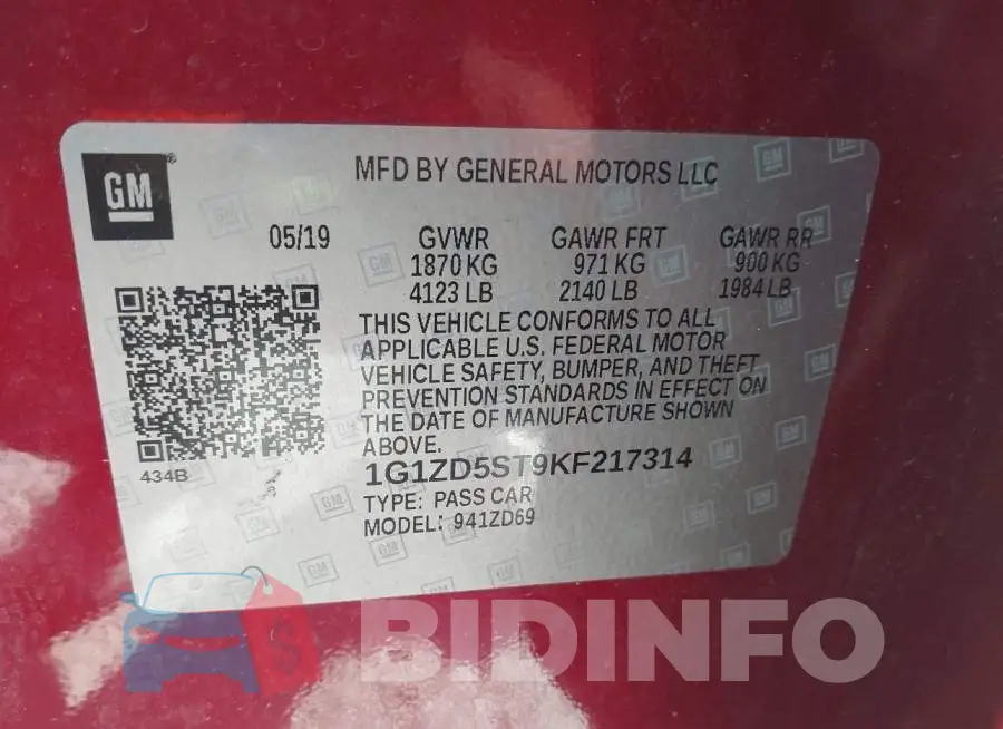 1G1ZD5ST9KF217314 Photo# 9