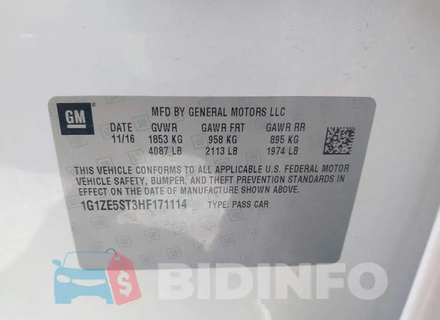 1G1ZE5ST3HF171114 Photo# 9