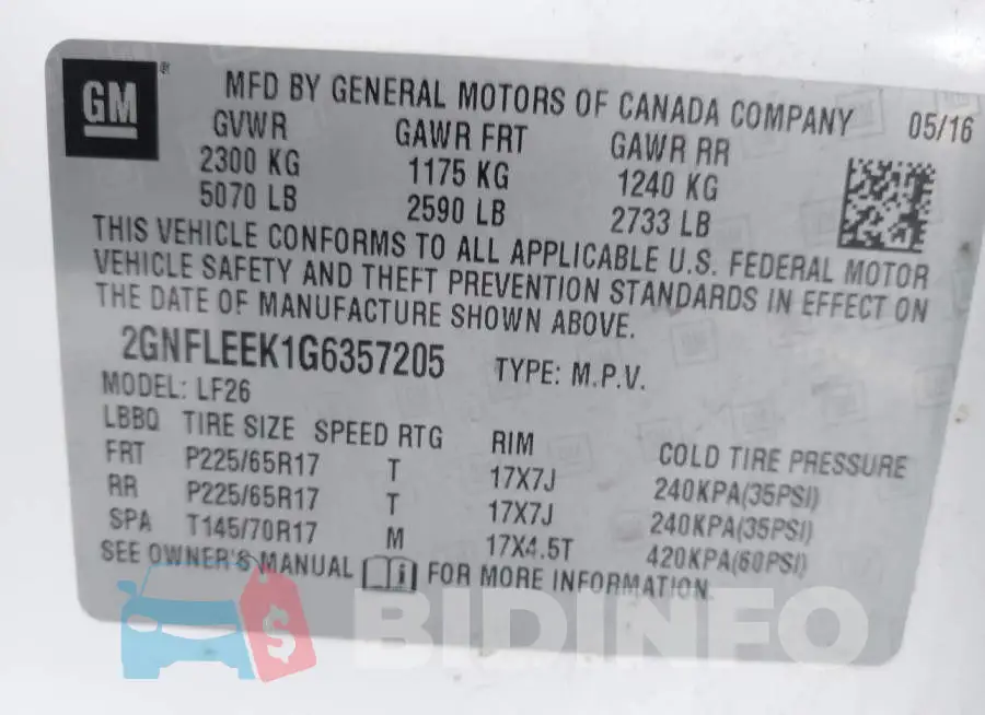 2GNFLEEK1G6357205 Photo# 9