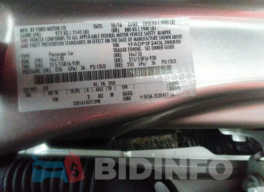 1FADP3F24GL396830 Photo# 9