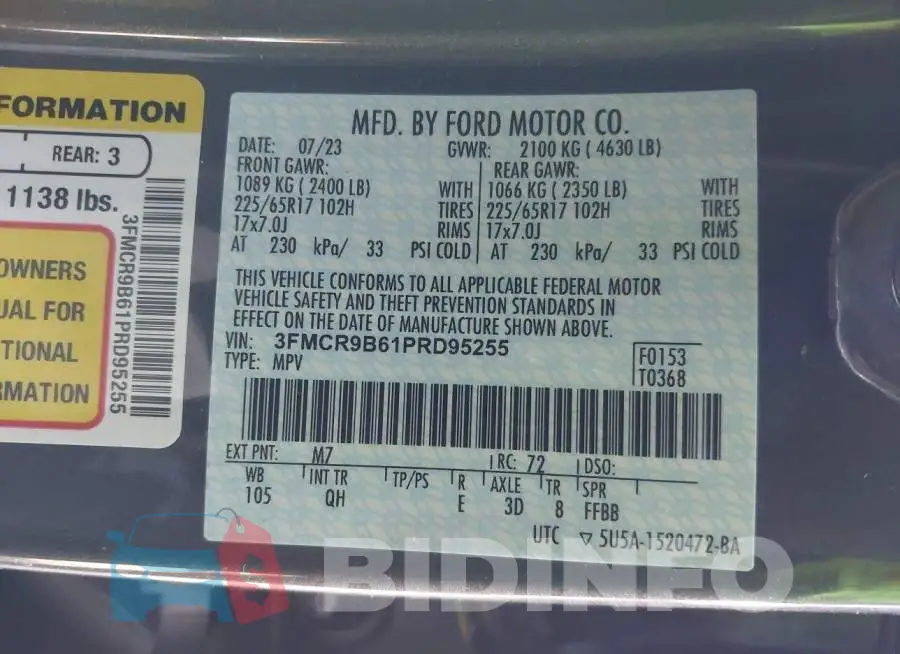 3FMCR9B61PRD95255 Photo# 9