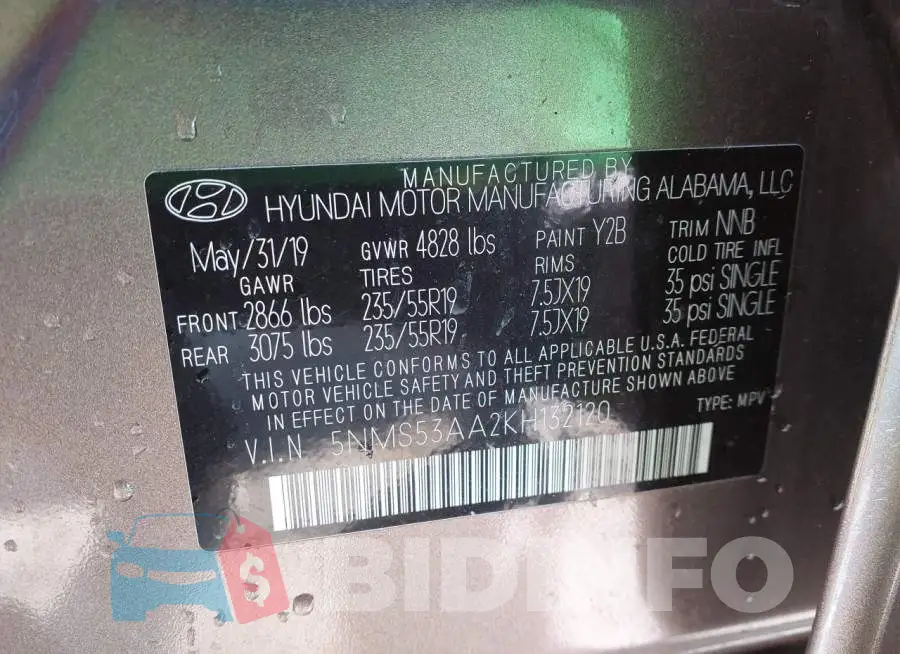 5NMS53AA2KH132120 Photo# 9