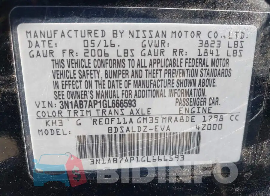3N1AB7AP1GL666593 Photo# 9