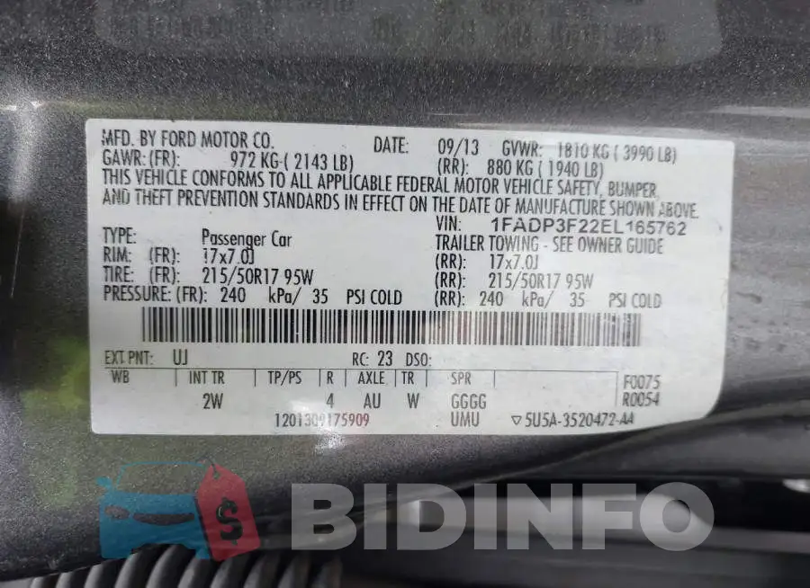 1FADP3F22EL165762 Photo# 9
