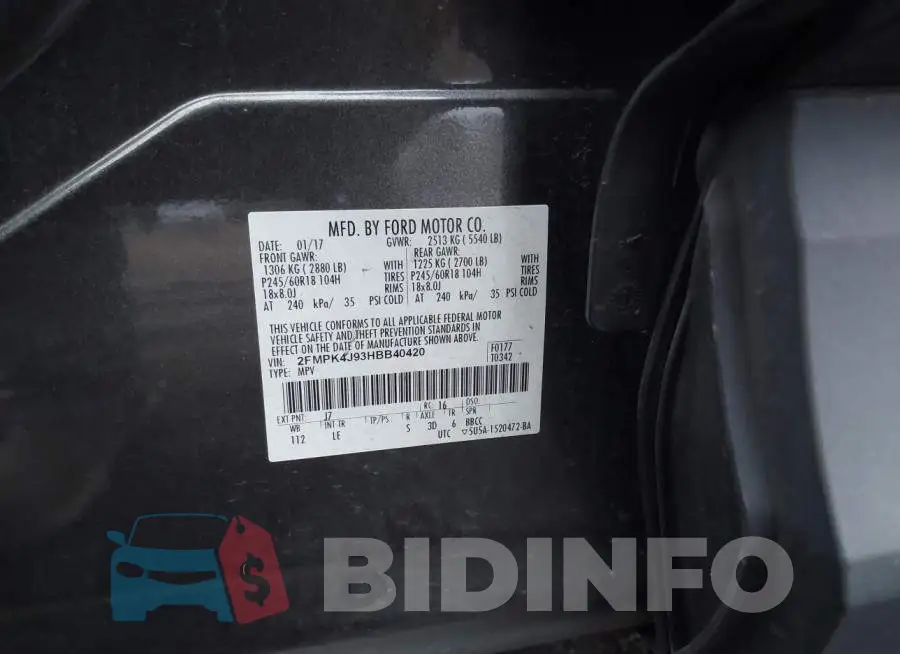 2FMPK4J93HBB40420 Photo# 9