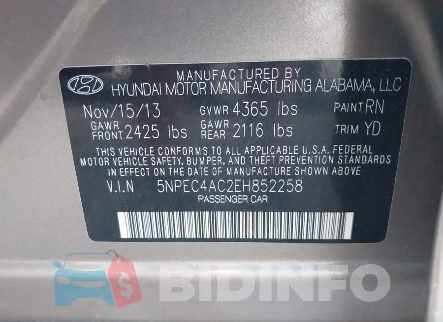 5NPEC4AC2EH852258 Photo# 9