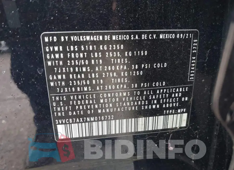 3VVCB7AX7NM016732 Photo# 9