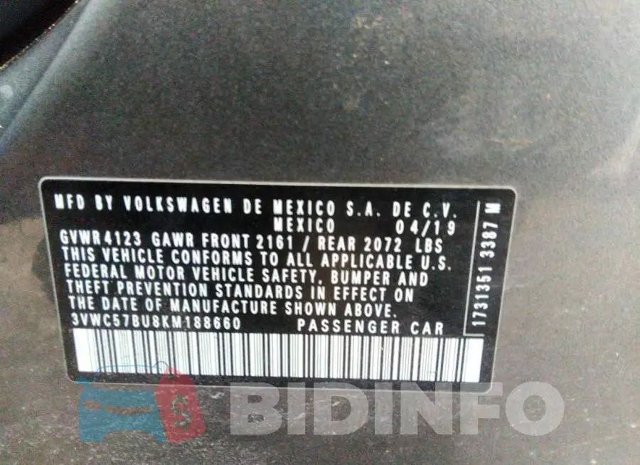3VWC57BU8KM188660 Photo# 9