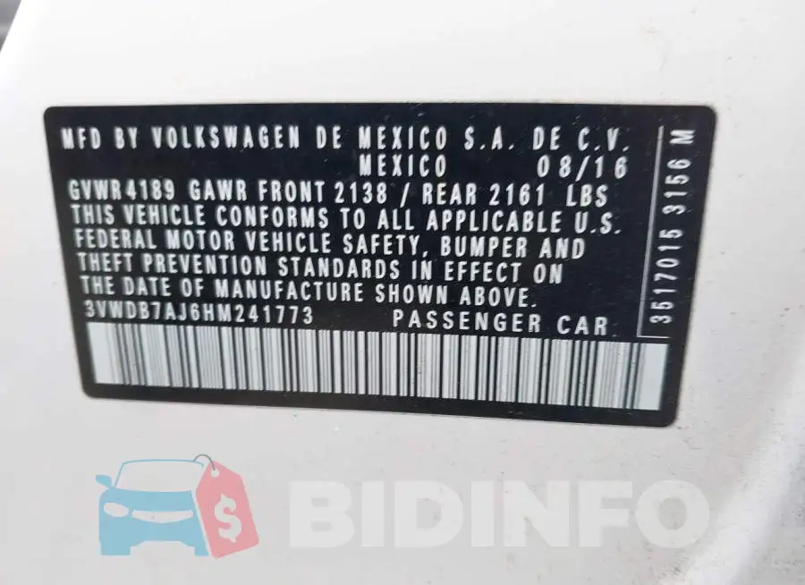 3VWDB7AJ6HM241773 Photo# 9