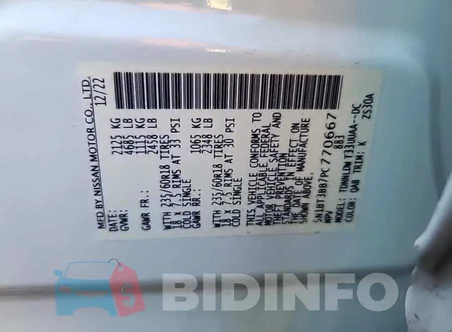 5N1BT3BB7PC770667 Photo# 8
