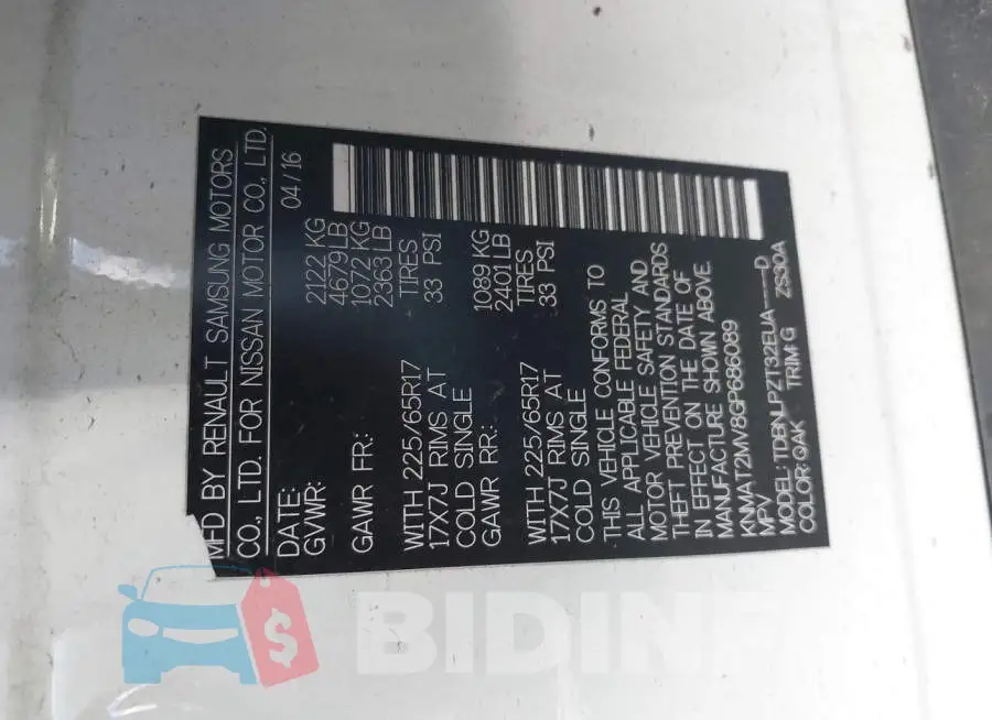 KNMAT2MV8GP686089 Photo# 9