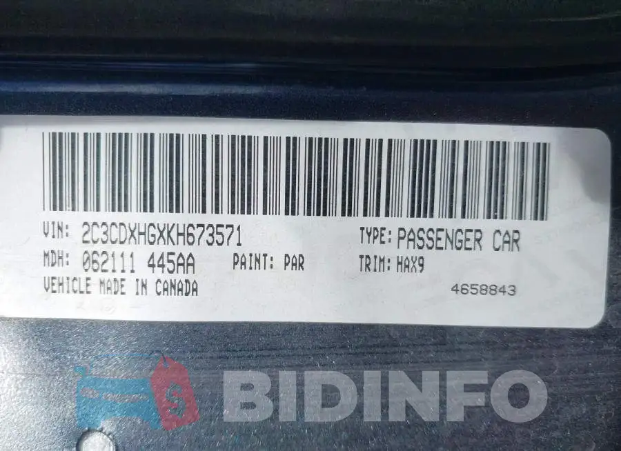 2C3CDXHGXKH673571 Photo# 9