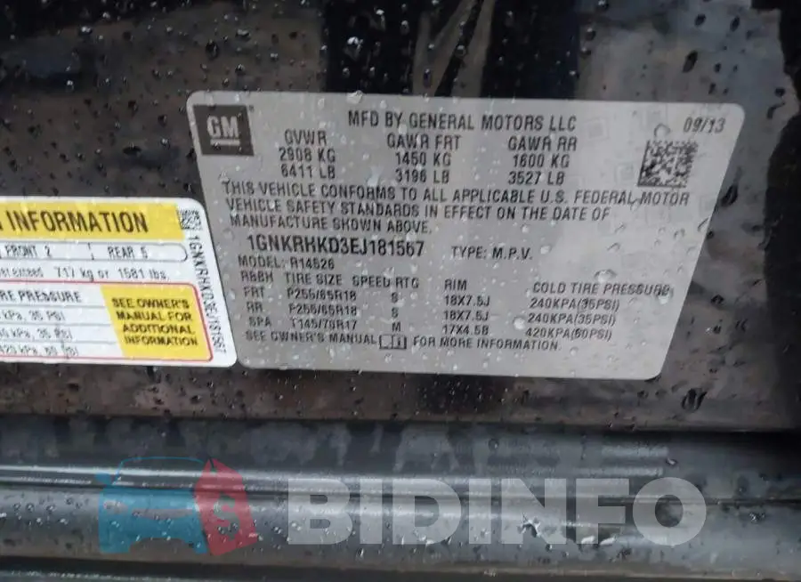 1GNKRHKD3EJ181567 Photo# 9