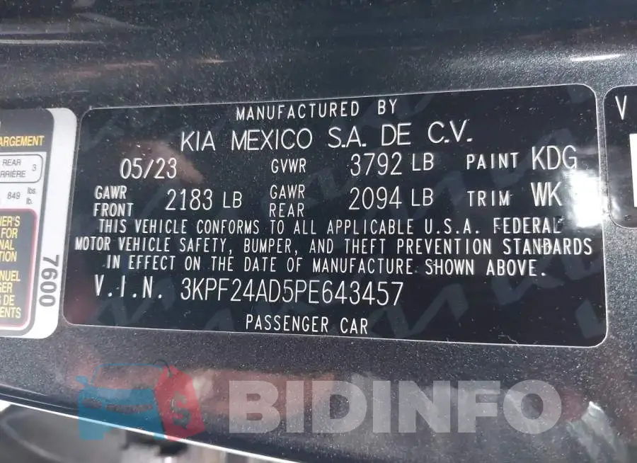 3KPF24AD5PE643457 Photo# 9