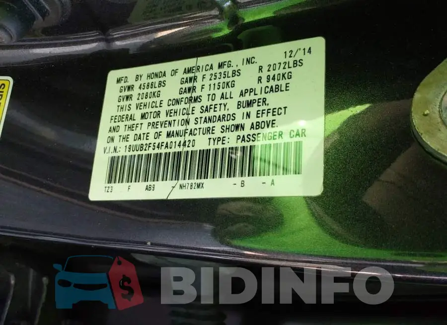 19UUB2F54FA014420 Photo# 9