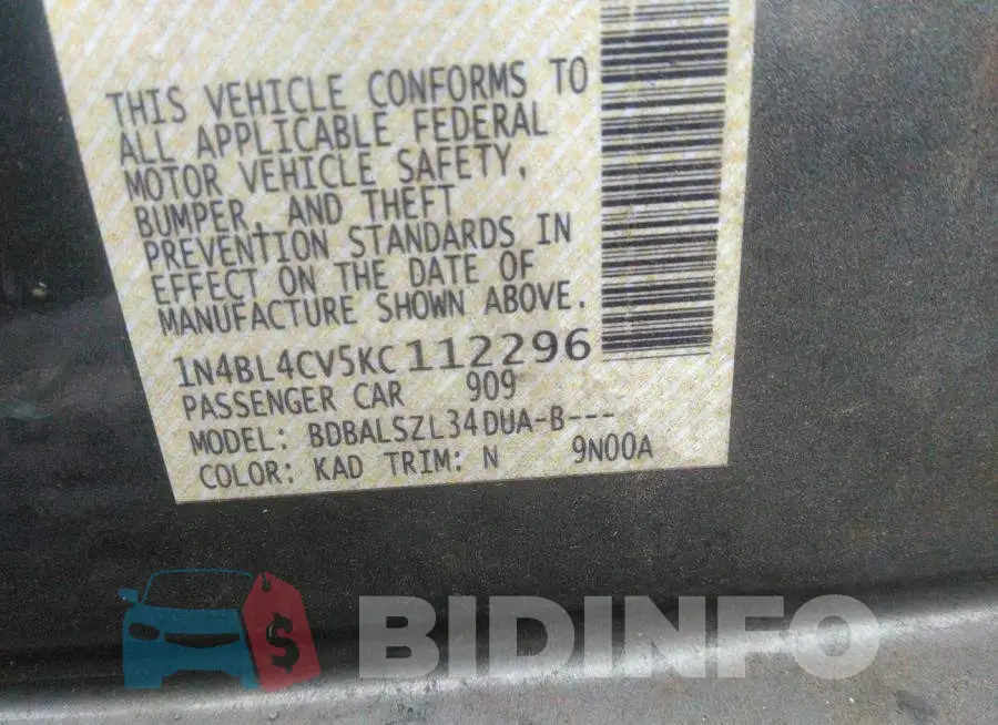 1N4BL4CV5KC112296 Photo# 9