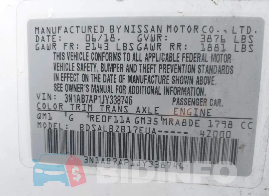 3N1AB7AP1JY338746 Photo# 9