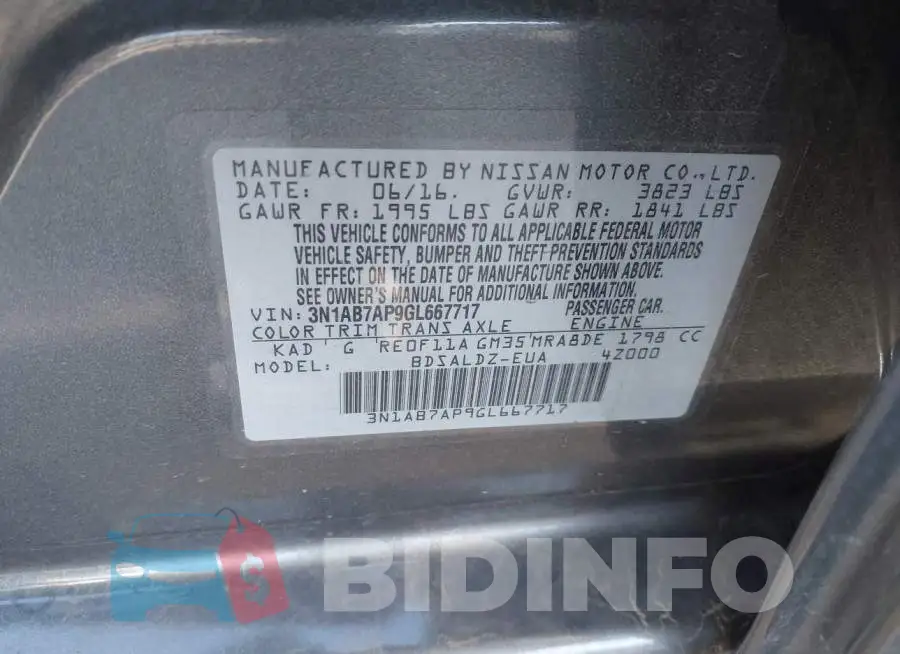 3N1AB7AP9GL667717 Photo# 9