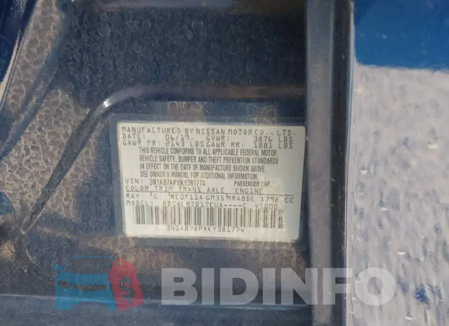 3N1AB7APXKY381774 Photo# 9