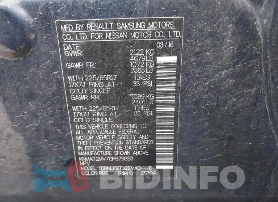 KNMAT2MV7GP679893 Photo# 9