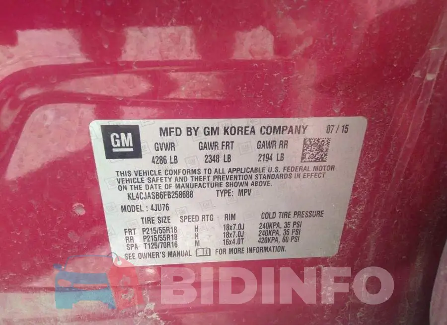 KL4CJASB6FB258688 Photo# 9