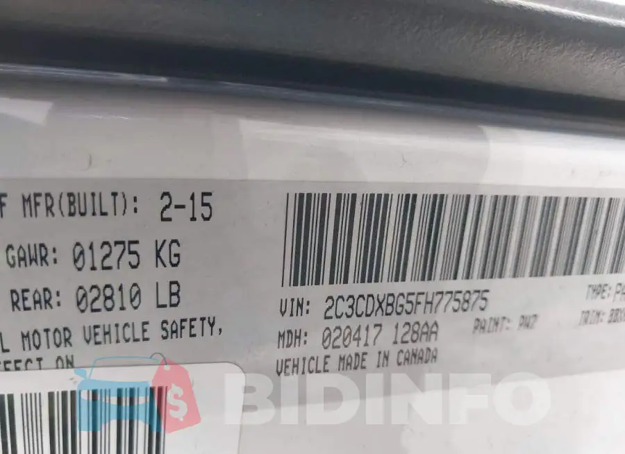 2C3CDXBG5FH775875 Photo# 9