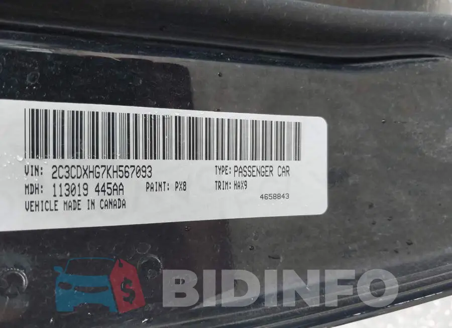 2C3CDXHG7KH567093 Photo# 9