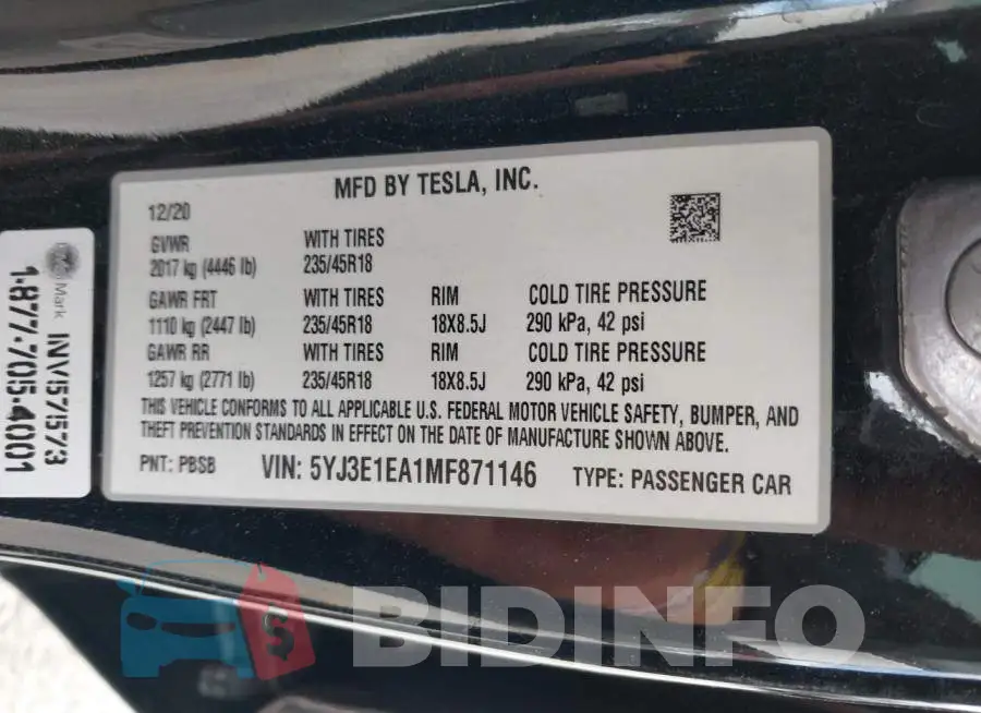 5YJ3E1EA1MF871146 Photo# 9