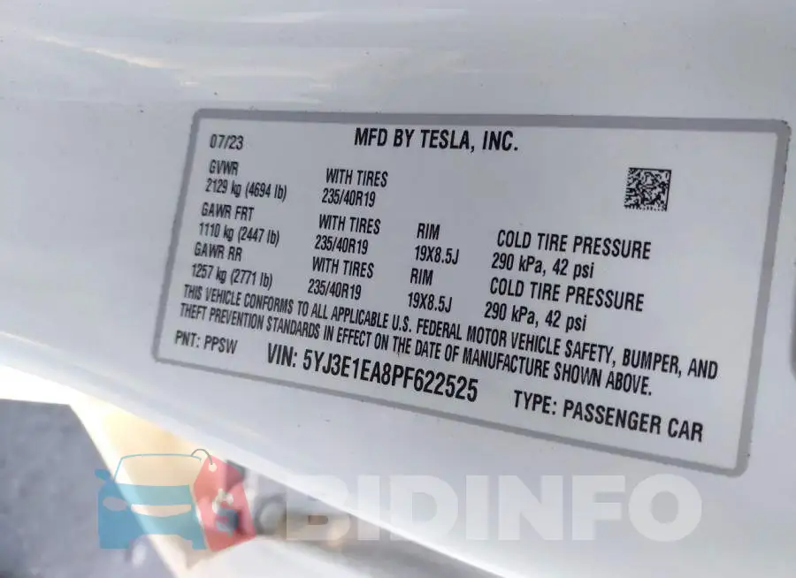 5YJ3E1EA8PF622525 Photo# 9