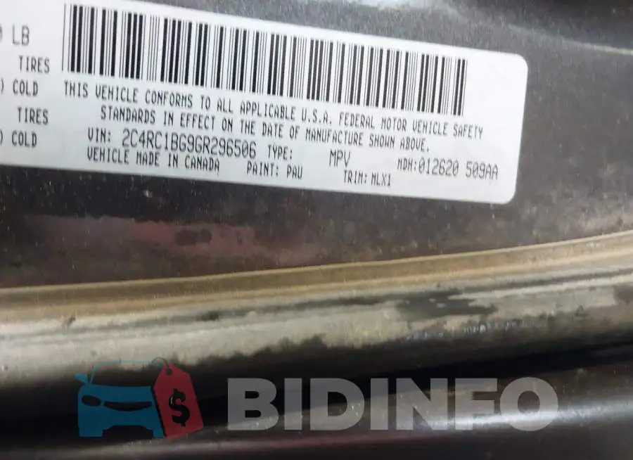 2C4RC1BG9GR296506 Photo# 9