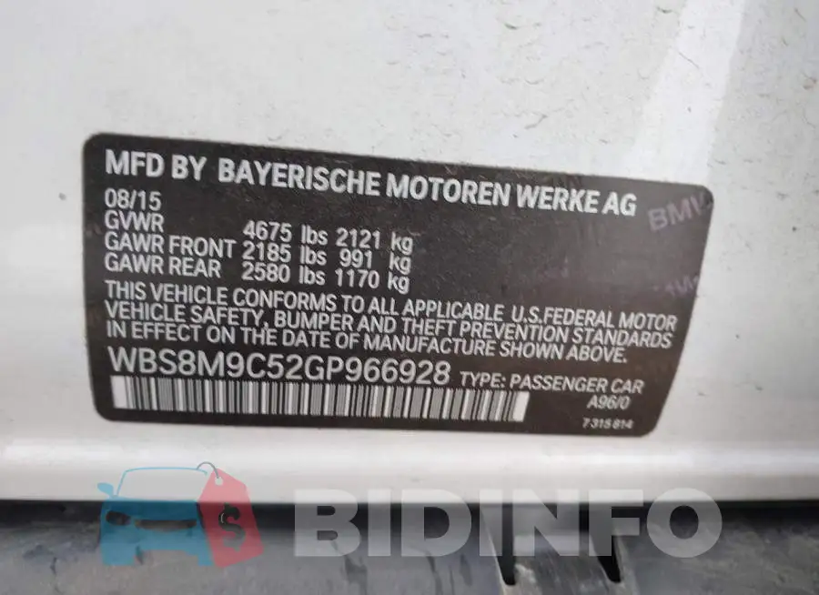 WBS8M9C52GP966928 Photo# 9