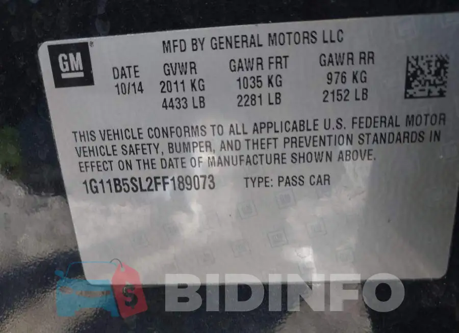 1G11B5SL2FF189073 Photo# 9