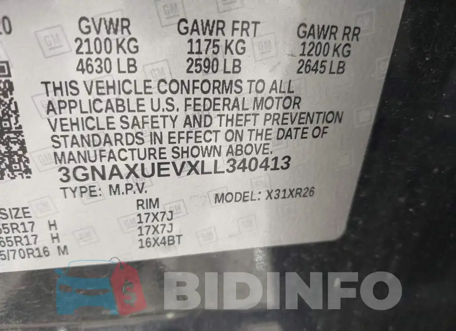 3GNAXUEVXLL340413 Photo# 9