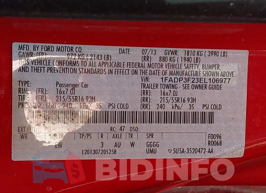 1FADP3F23EL106977 Photo# 9