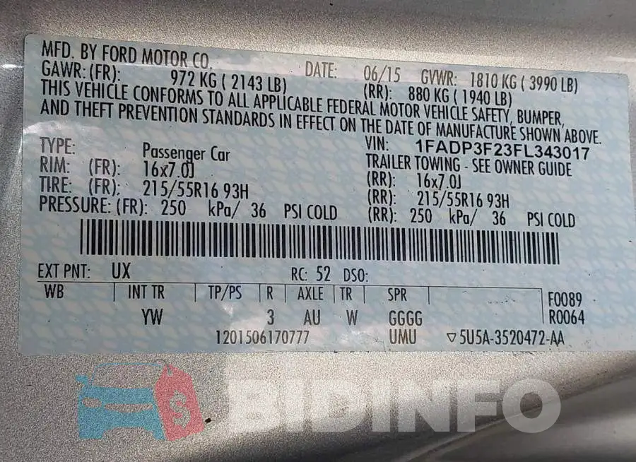 1FADP3F23FL343017 Photo# 9