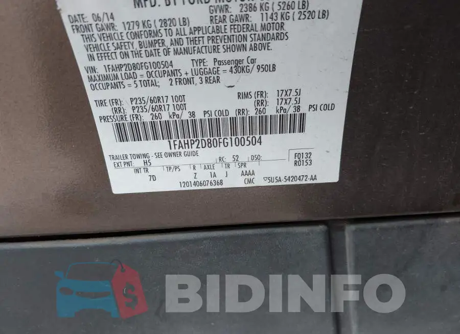 1FAHP2D80FG100504 Photo# 9