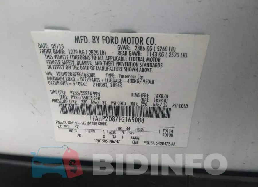 1FAHP2D87FG165088 Photo# 9