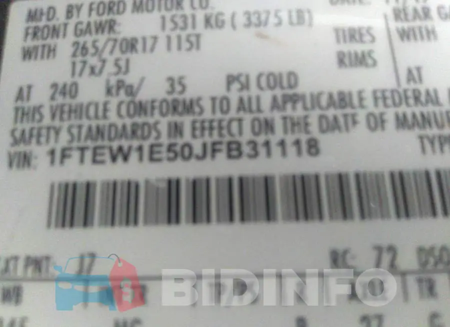 1FTEW1E50JFB31118 Photo# 9