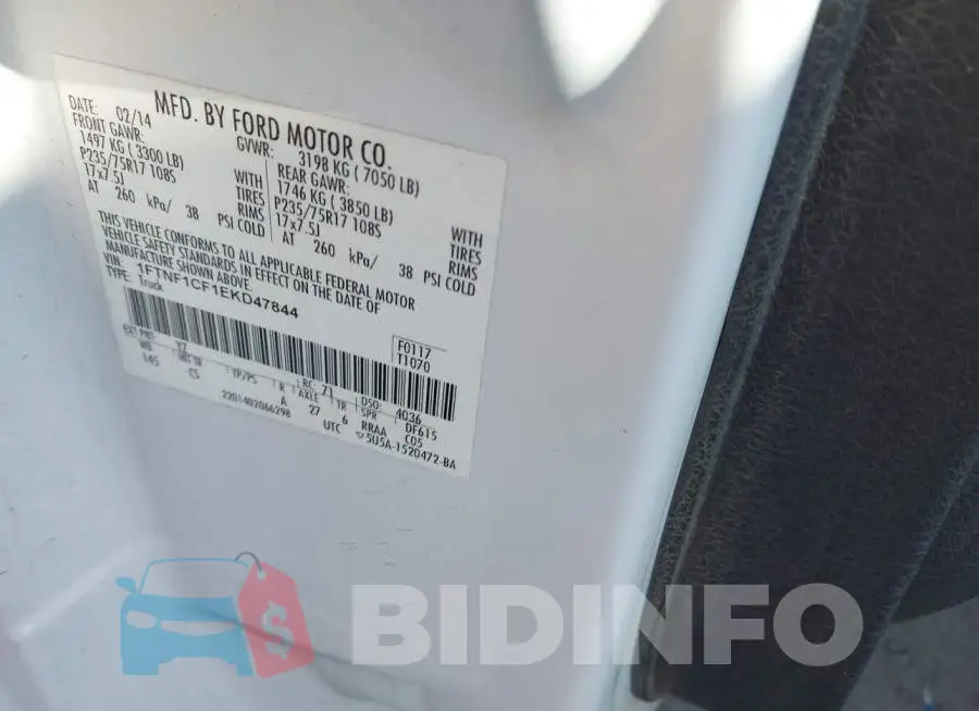 1FTNF1CF1EKD47844 Photo# 9