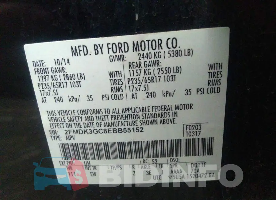 2FMDK3GC8EBB55152 Photo# 9