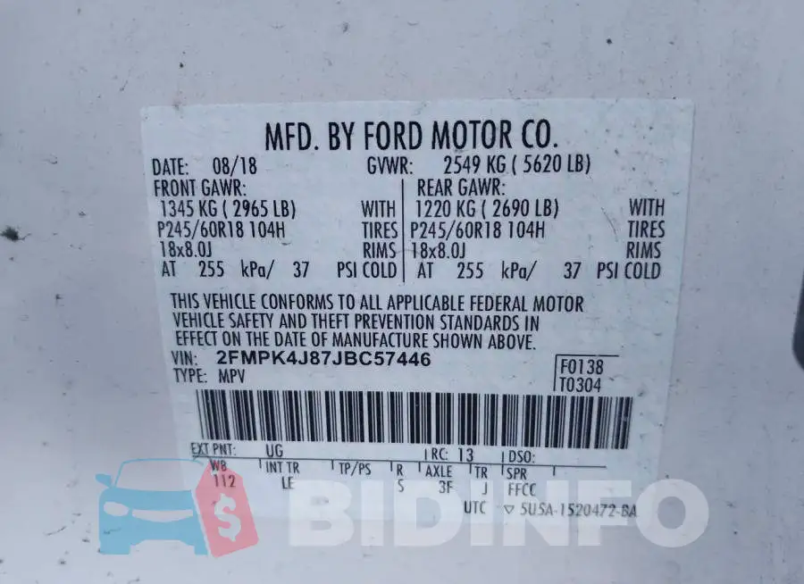 2FMPK4J87JBC57446 Photo# 9