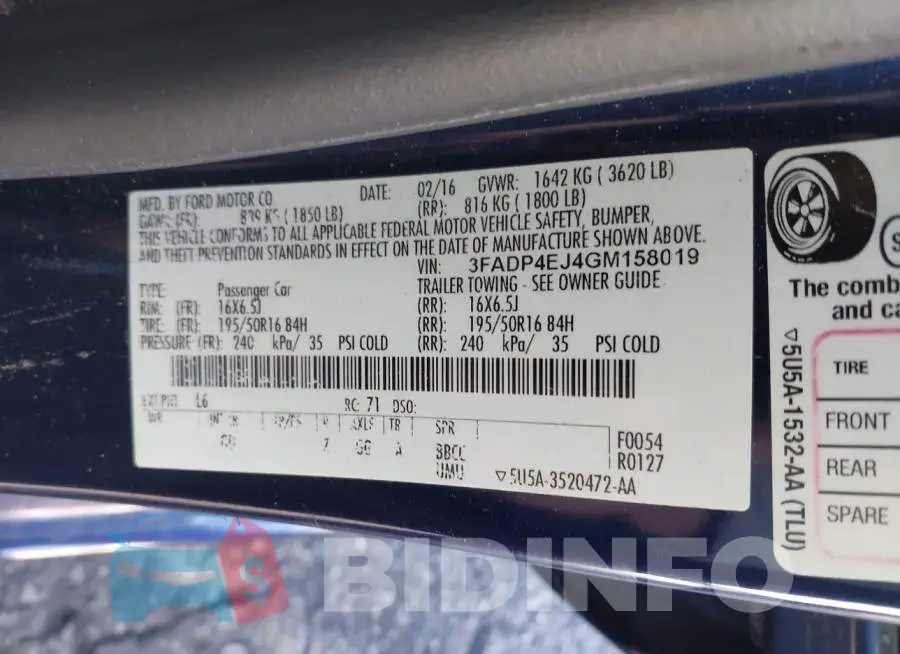 3FADP4EJ4GM158019 Photo# 9