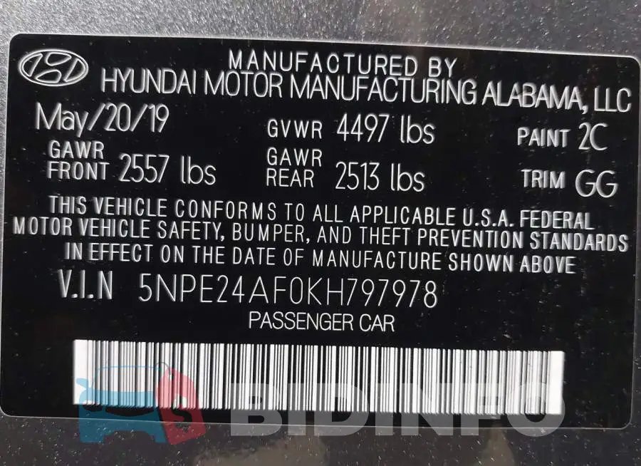 5NPE24AF0KH797978 Photo# 9
