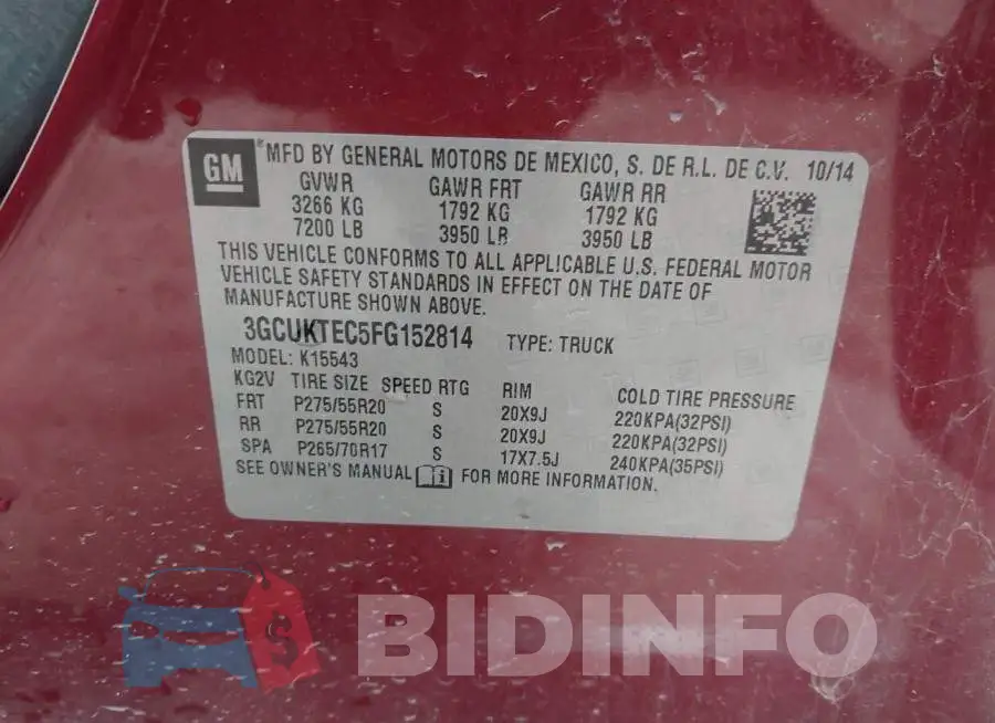 3GCUKTEC5FG152814 Photo# 9