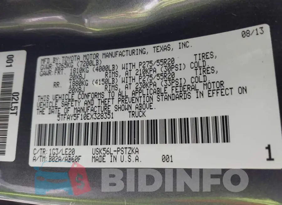 5TFAY5F10EX328351 Photo# 9
