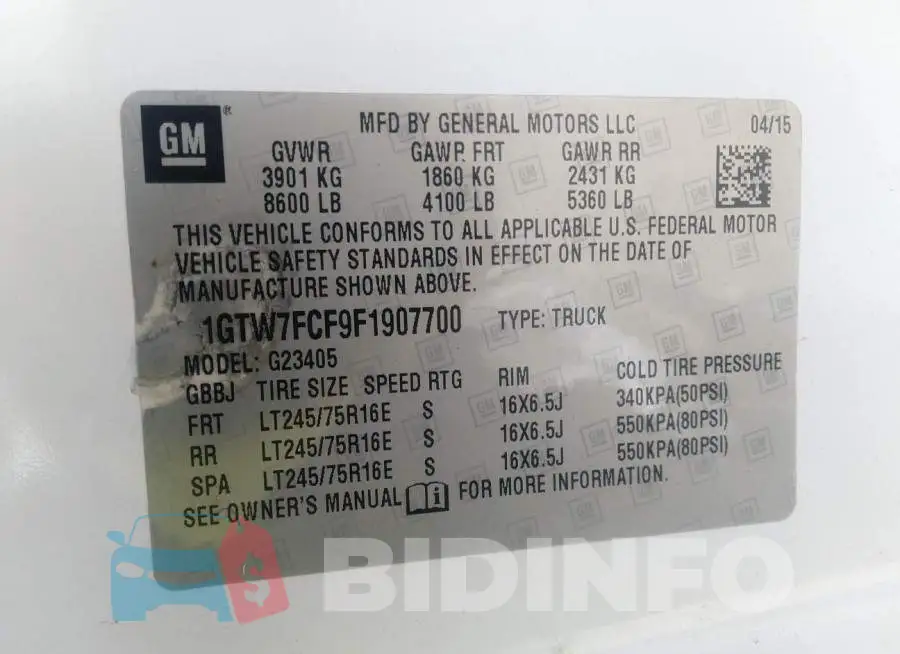 1GTW7FCF9F1907700 Photo# 9