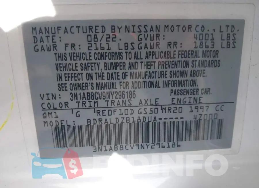 3N1AB8CV9NY296186 Photo# 9