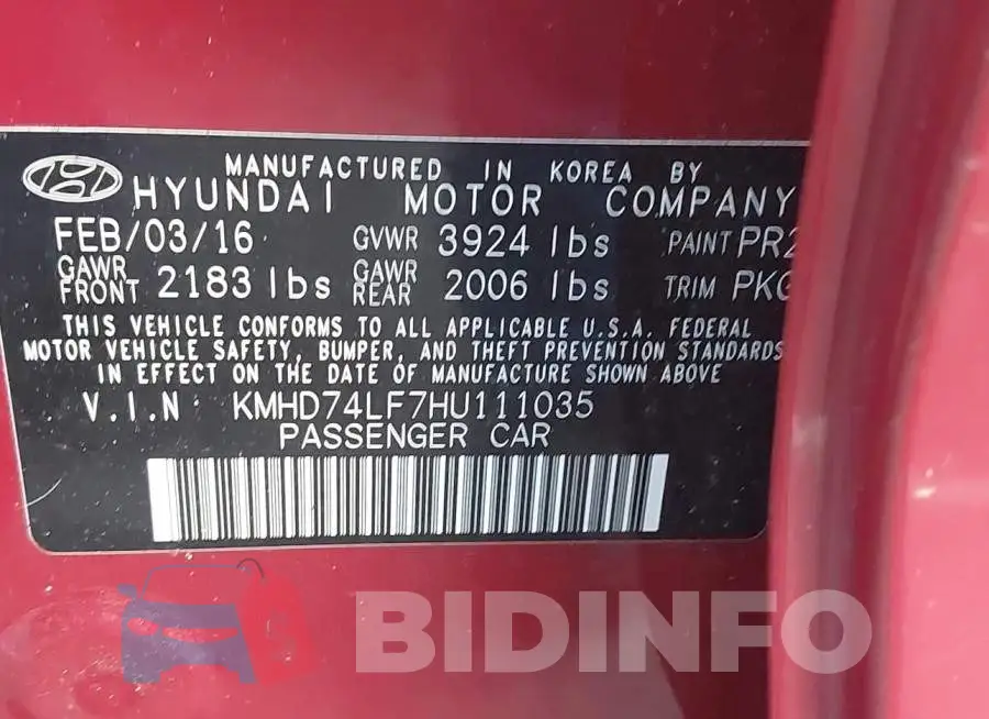 KMHD74LF7HU111035 Photo# 9