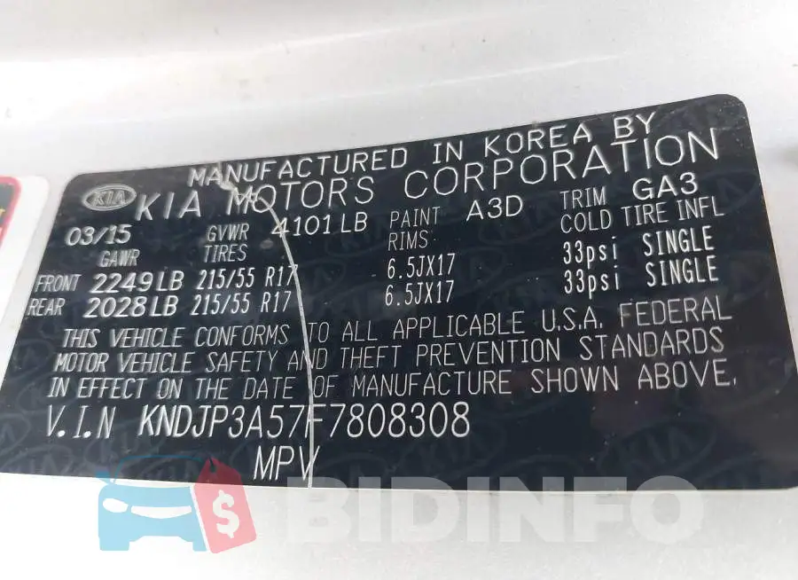 KNDJP3A57F7808308 Photo# 9
