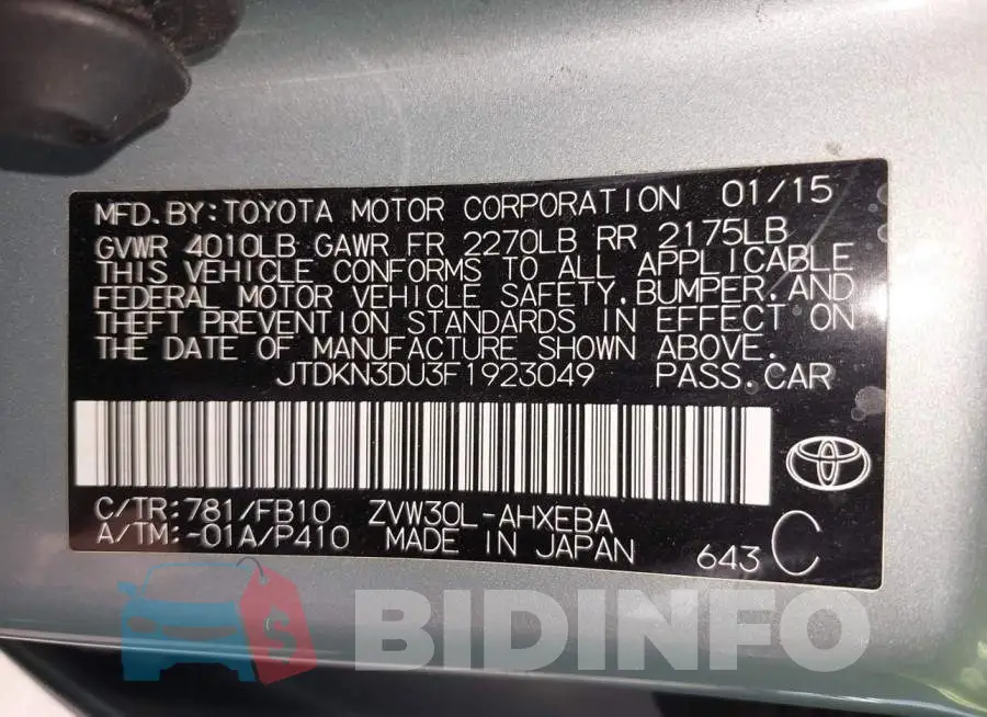 JTDKN3DU3F1923049 Photo# 9